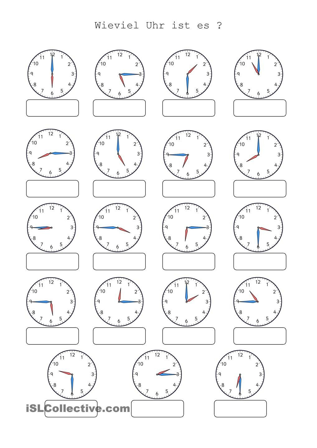 Wieviel Uhr Ist Es (Mit Bildern) | Uhrzeit Lernen, Uhrzeit ganzes Uhr Lernen Arbeitsblätter Kostenlos