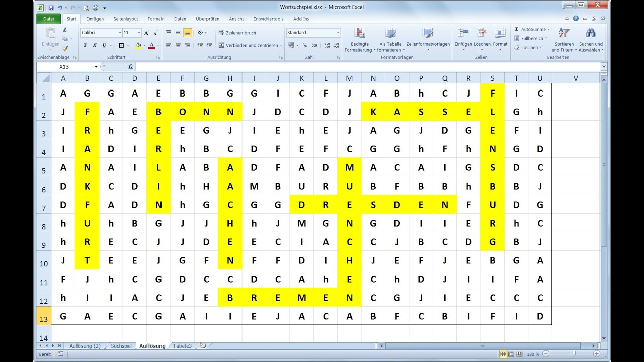 Wortsuchspiel Mit Excel Schnell Erstellen in Rätsel Erstellen Kostenlos