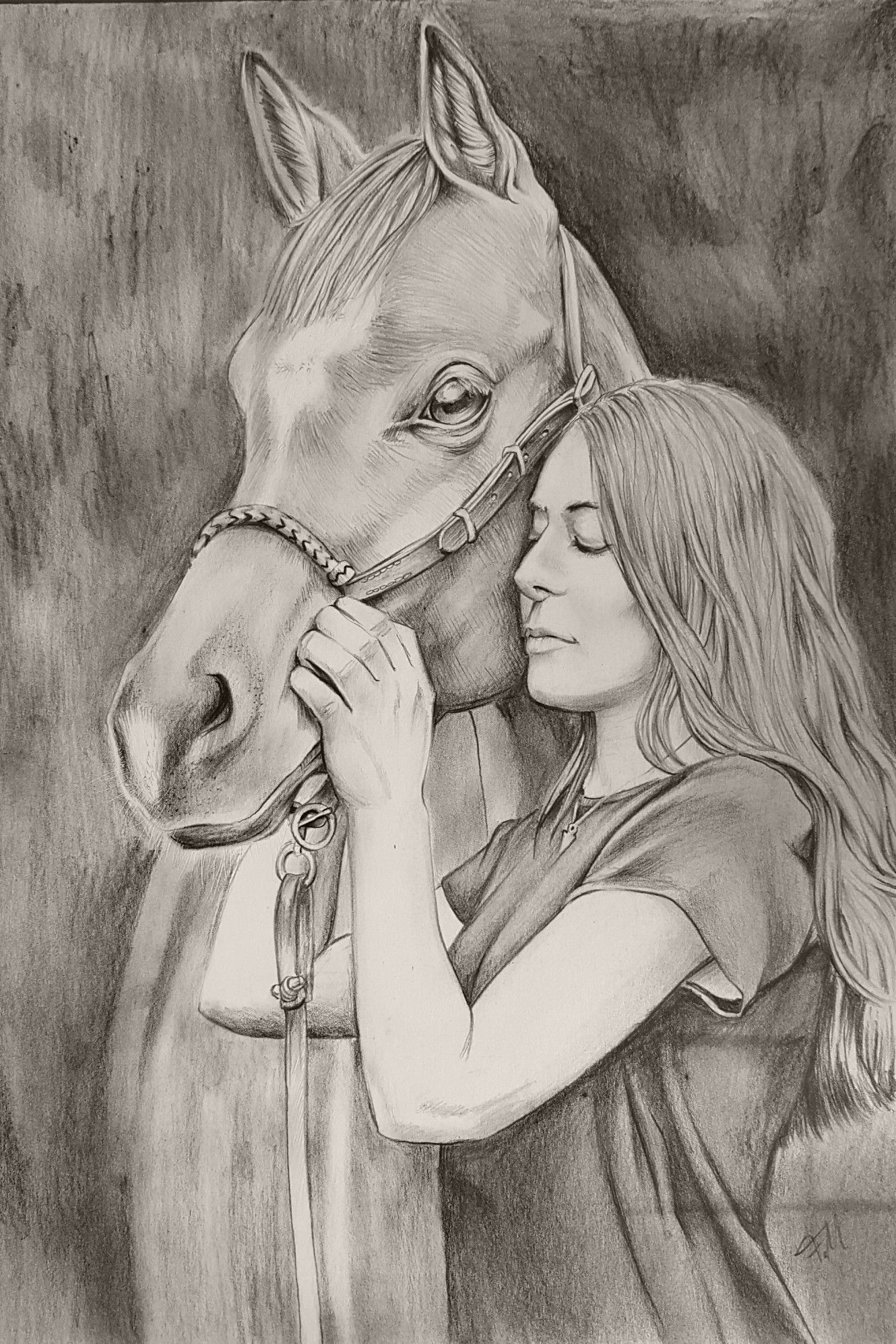 Wundervolle Zeichnung Von Pferd Und Mädchen Bei bei Umrisszeichnung Pferd