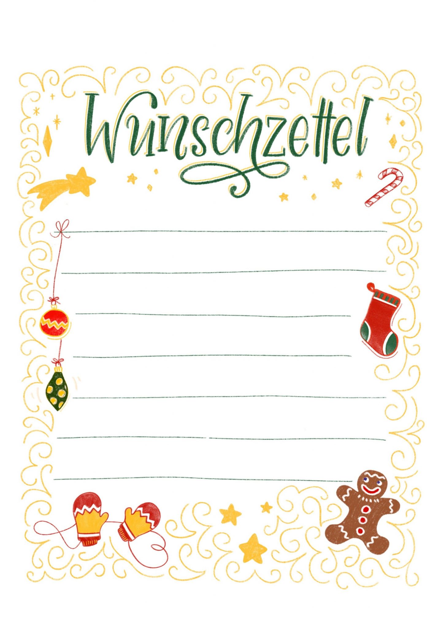 Wunschzettel - Vorlage Zum Ausdrucken | Bunte Galerie in Weihnachtskarten Zum Ausdrucken ...