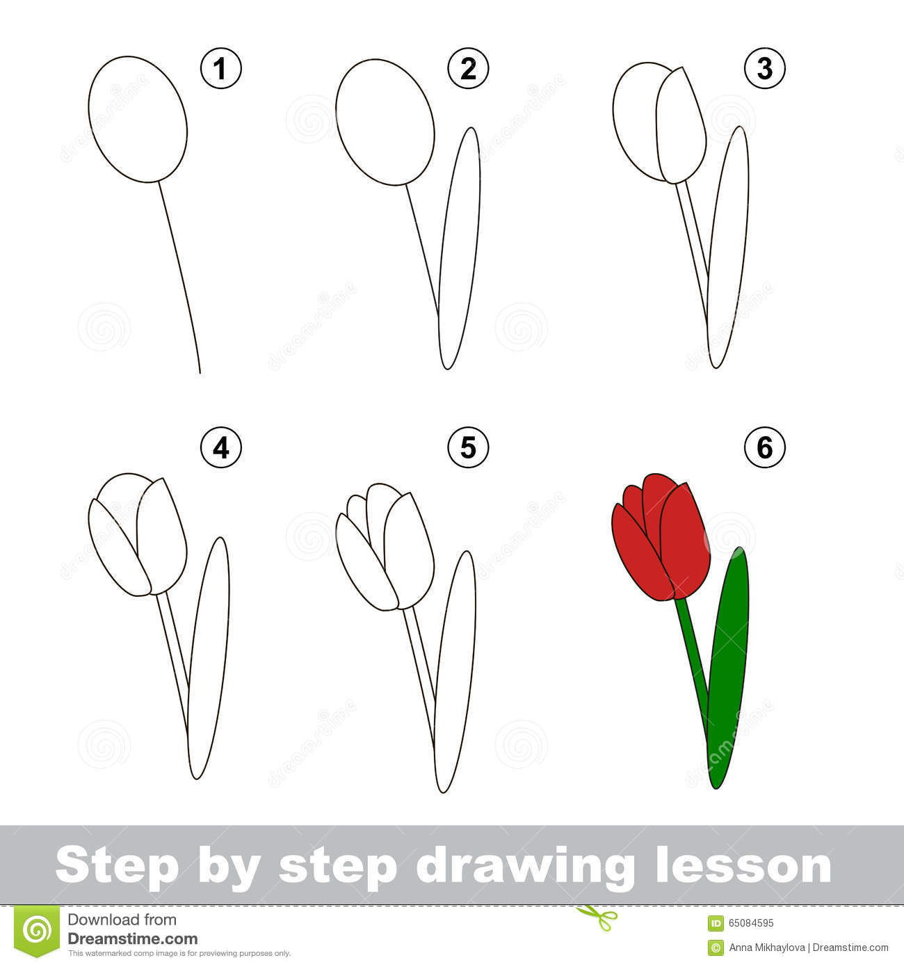 Zeichnendes Tutorium Wie Man Eine Tulpe Zeichnet Vektor bei Tulpe Zeichnen