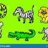Zeichnungen Über Wilde Tiere Für Kinder Mit Einem Löwe Und verwandt mit Krokodil Bilder Für Kinder
