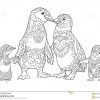 Zentangle Stilisierte Pinguinfamilie Vektor Abbildung mit Pinguin Mandala