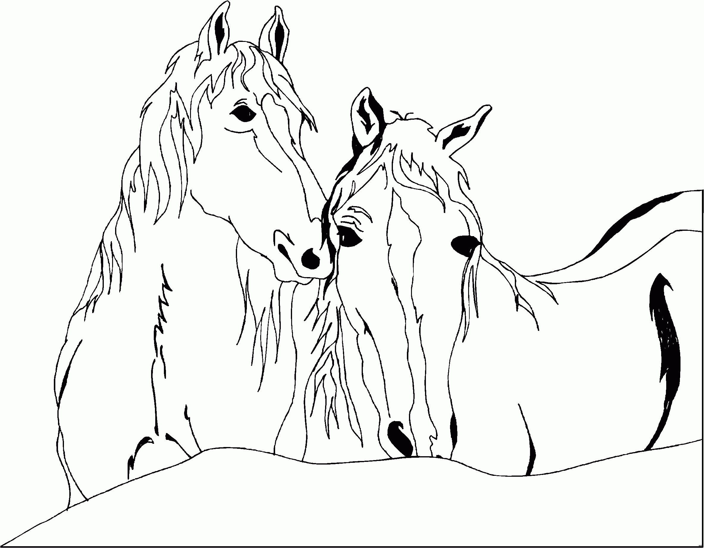 Zwei Pferde Ausmalbild &amp; Malvorlage (Pferde) über Malvorlagen Pferde