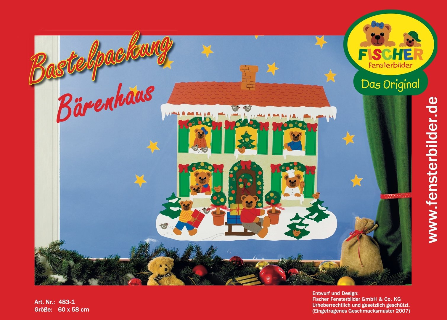 Fensterbild Bastelvorlage Bärenhaus - Fischer Fensterbilder über Weihnachtliche Fensterbilder Basteln Vorlagen