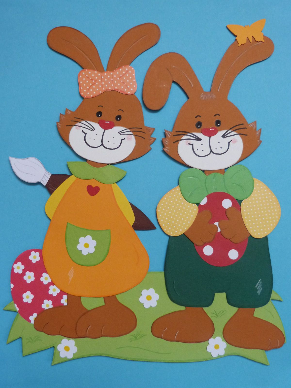 Fensterbilder Tonkarton Hasenpaar Ostern/Frühling For Sale verwandt mit Fensterbilder Basteln Frühling Vorlagen Kostenlos