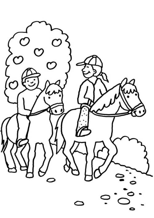 Kostenlose Malvorlage Pferde: Zwei Pferde Beim Ausritt Zum innen Ausmalbilder Pferde Mit Reiterin Kostenlos