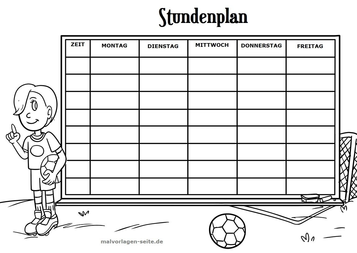 Stundenplan Vorlage Fußball - Kostenlose Ausmalbilder bestimmt für Fussball Vorlagen Zum Ausdrucken Kostenlos
