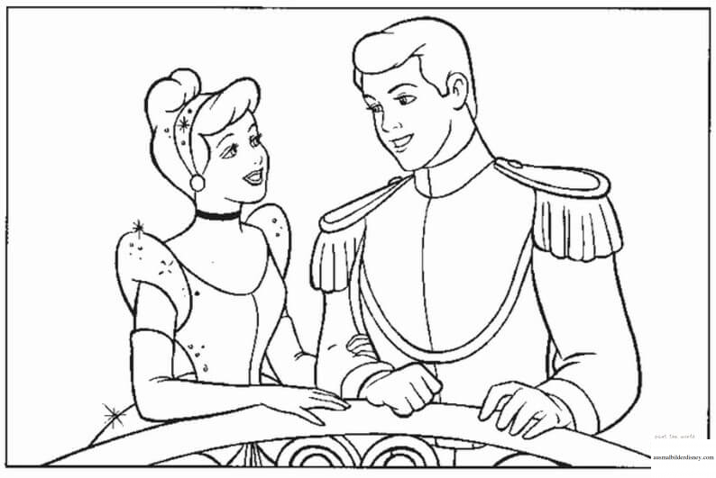 Ausmalbild Cinderella Und Der Prinz Auf Dem Fest Kostenlos für Ausmalbilder Prinzessin Und Prinz