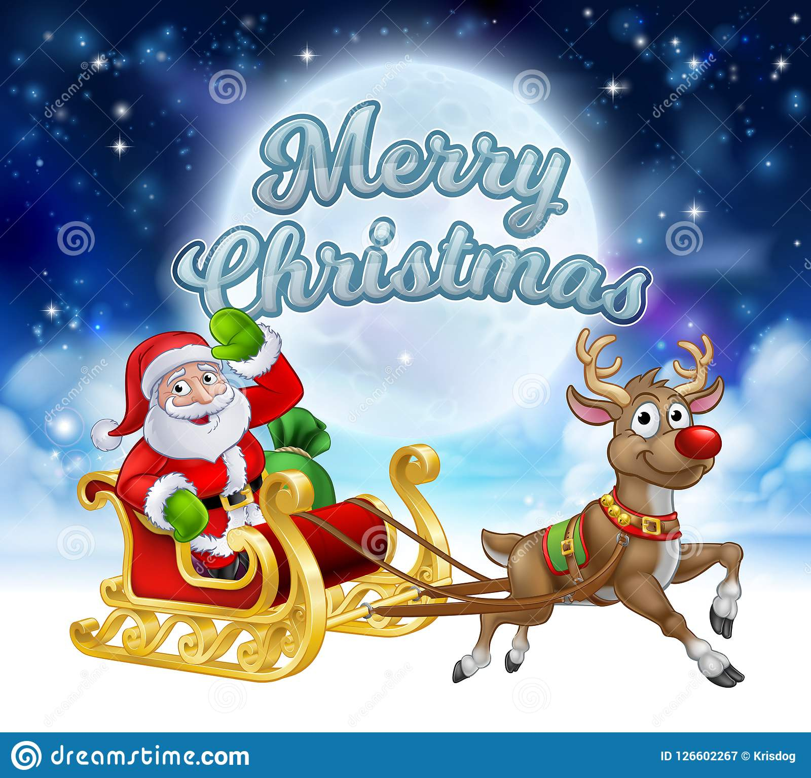 Frohe Weihnachten Santa Sleigh Cartoon Graphic Vektor innen Lustige Weihnachtsbilder Gratis