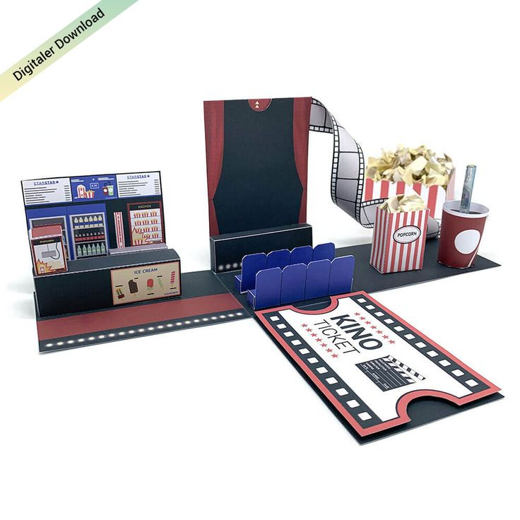 Kinogutschein Explosionsbox Ausdrucken &amp; Basteln für Explosionsbox Anleitung Zum Ausdrucken