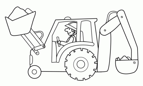Kostenlose Malvorlage Transportmittel: Baggerfahrer Mit bestimmt für Ausmalbilder Bagger Baustelle