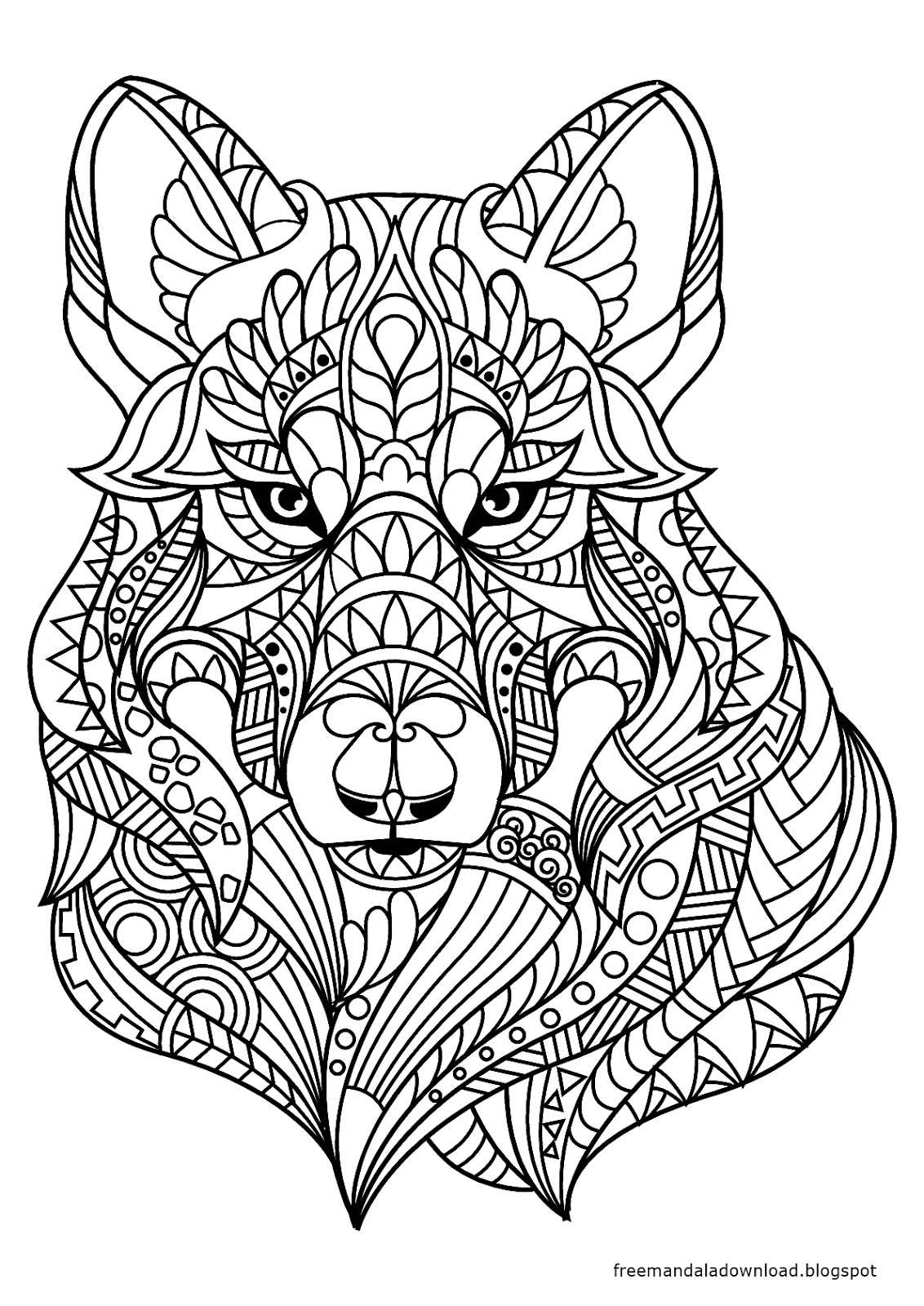 Malvorlagen - Wolf Mandala Zum Drucken - Free Mandala verwandt mit Ausmalbilder Erwachsene Drucken