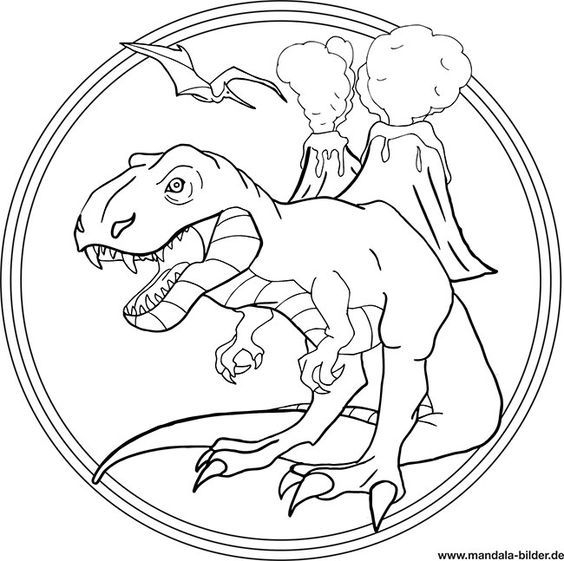 Mandala T-Rex - Dino Ausmalbild Für Kinder In 2020 verwandt mit Tier Mandala Für Kinder Zum Ausdrucken