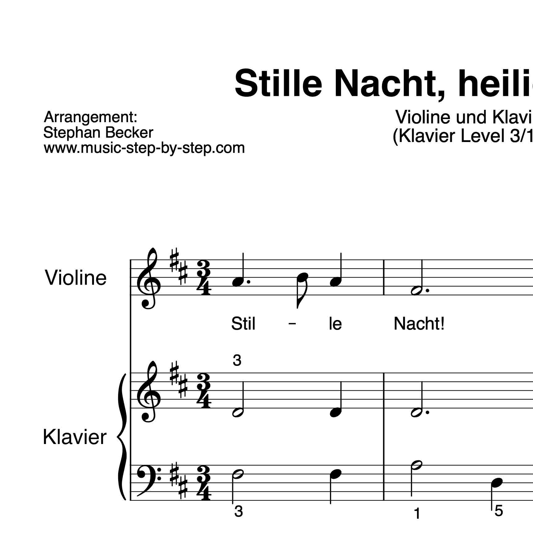 &quot;Stille Nacht, Heilige Nacht&quot; Für Violine verwandt mit Stille Nacht Heilige Nacht Spanisch Text