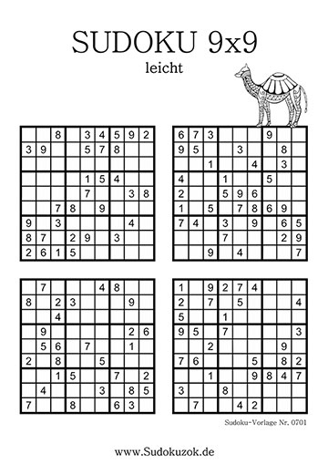 Sudoku 9X9 Zum Ausdrucken - Kostenlos | Sudokuzok bei Sudoku Vorlagen Leer Zum Ausdrucken
