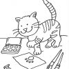 Ausmalbild Katzen: Katze Auf Dem Schreibtisch Ausmalen in Katzenbabys Ausmalbilder