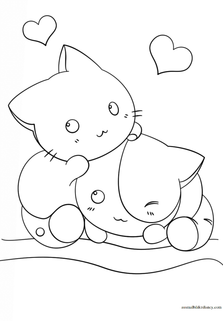 Ausmalbild Kawaii Katzen-Einhorn Kostenlos Zum Ausdrucken für Kätzchen Ausmalbild