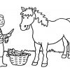Ausmalbild Pferde: Mädchen Füttert Pferd Mit Karotten innen Pferd Mit Fohlen Ausmalbild