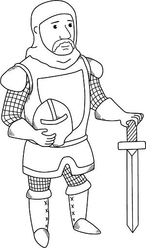 Ausmalbild: Ritter Mit Schwert Und Helm ( Kostenlos mit Ausmalbild Ritter