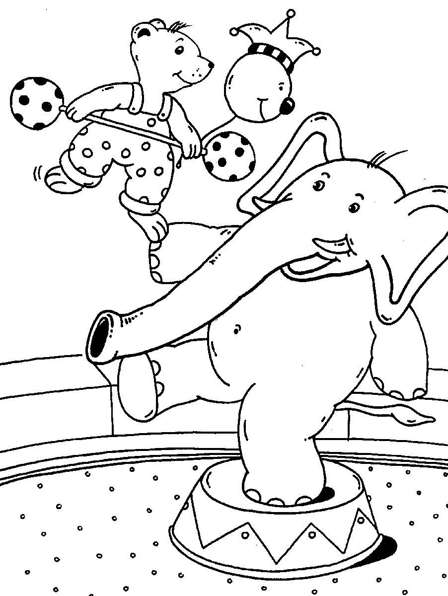 Ausmalbild Rund Ums Spielen: Bär Und Elefant Im Zirkus mit Ausmalbild Zirkus