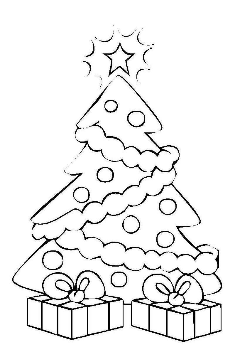 Ausmalbild Weihnachten: Weihnachtsbaum Mit Geschenken für Weihnachtsbilder Ausmalbild