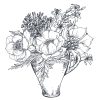Blumenstrauß Mit Hand Gezeichneten Blumen Und Anlagen In über Ausmalbild Blumenstrauss