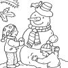 Coloriage D'Hiver : Enfants Fabriquant Bonhomme De Neige in Winterbilder Zum Ausmalen