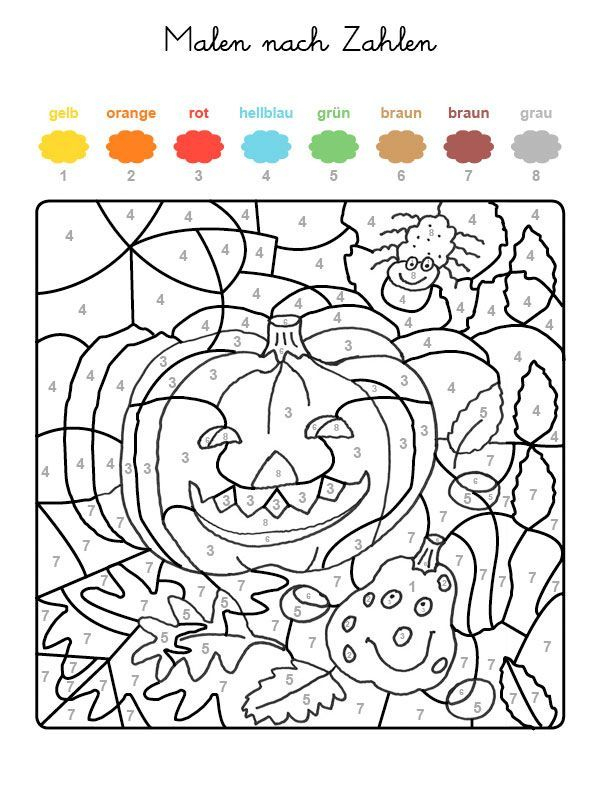 Coloring For Numbers: Halloween: Pumpkins Coloring For bestimmt für Ausmalbild Zahlen