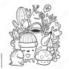 Cute Garden Monsters. Doodle Coloring Page. Hand Drawn innen Ausmalbilder Vsco