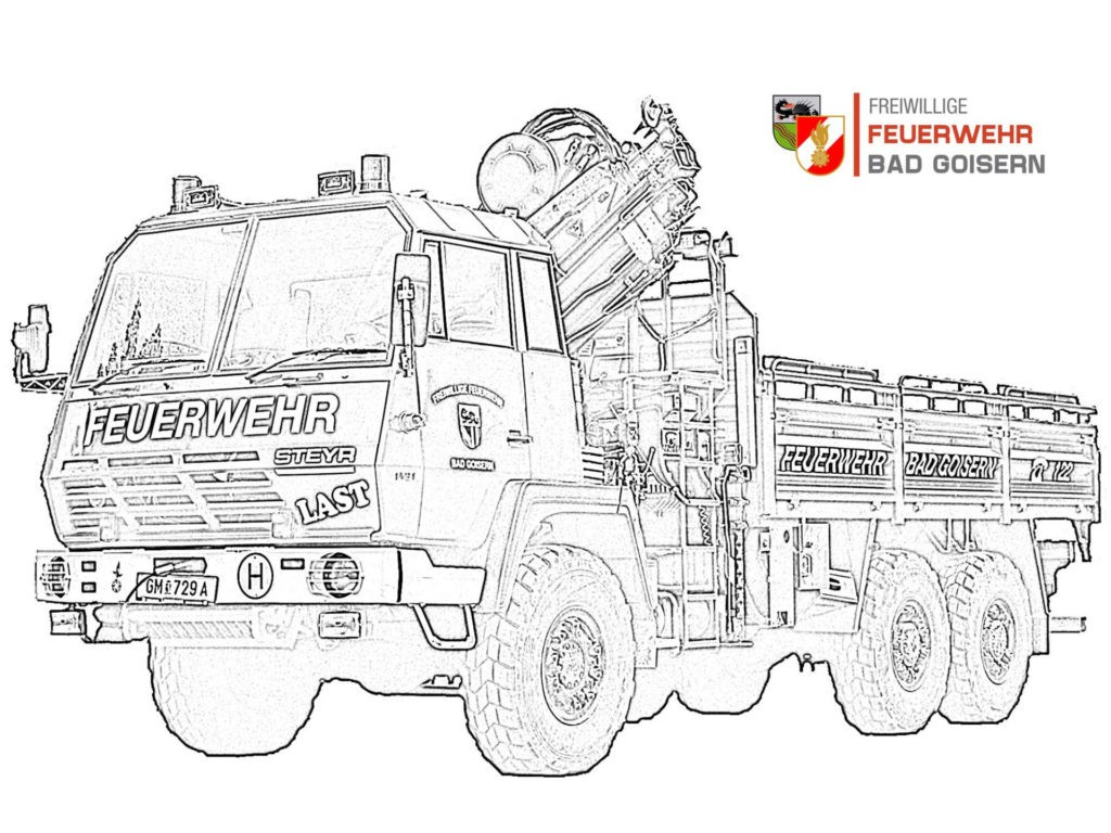 Feuerwehrbilder Zum Ausmalen › Freiwillige Feuerwehr Bad innen Feuerwehrautos Zum Ausmalen