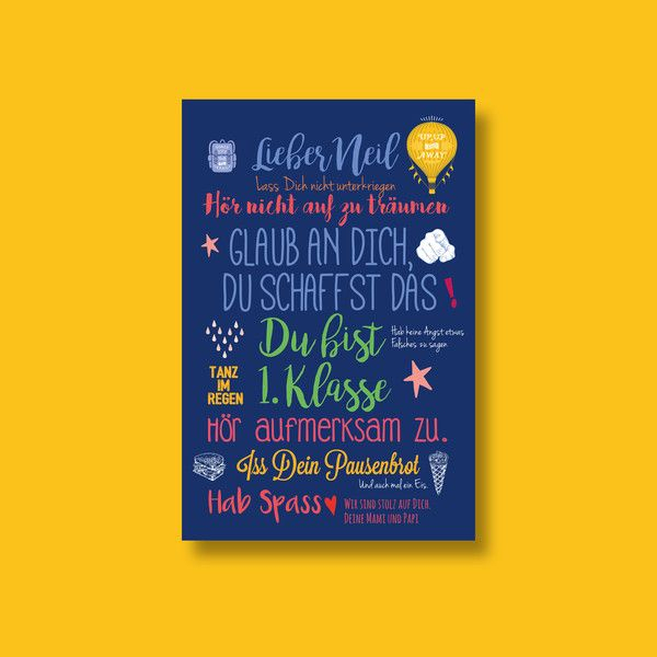 Glückwünsche - Einschulung Miniposter Oder Karte - Ein verwandt mit Schulanfang Lustige Sprüche