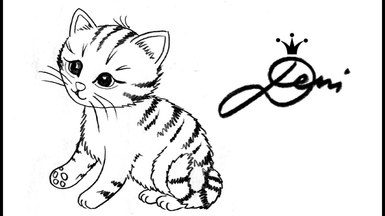 How To Draw A Cute Kitten 🐈 Süßes Kätzchen Zeichnen 🐱 bei Vorlage Tiere Zeichnen
