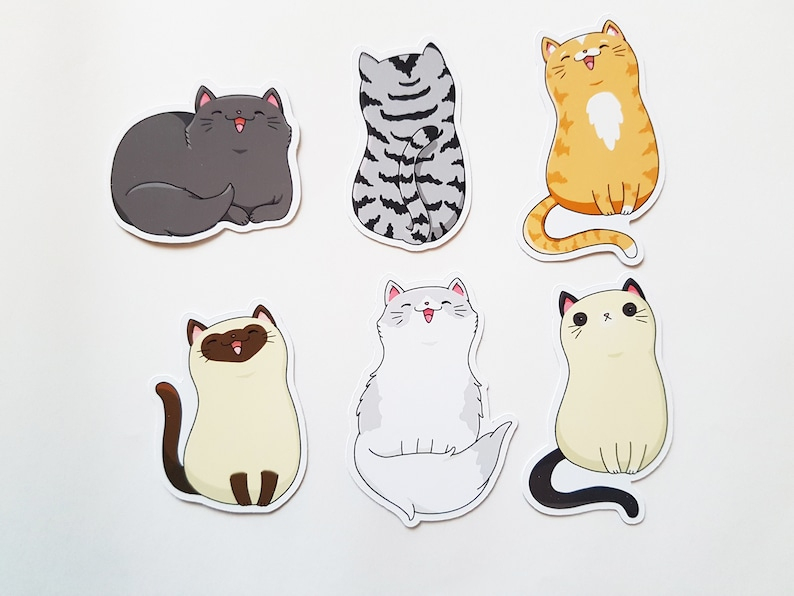 Katze-Aufkleber Kawaii Katzen Süße Aufkleber Set Sticker verwandt mit Süße Katzen Zeichnen