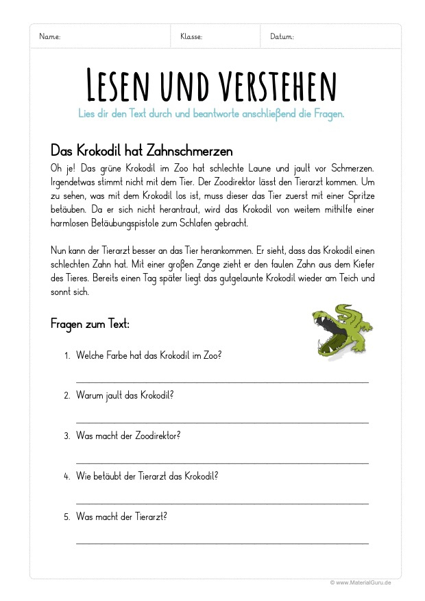 Lesetext 4. Klasse Kostenlos : Lesen Und Verstehen innen Fragen Zum Text 3. Klasse