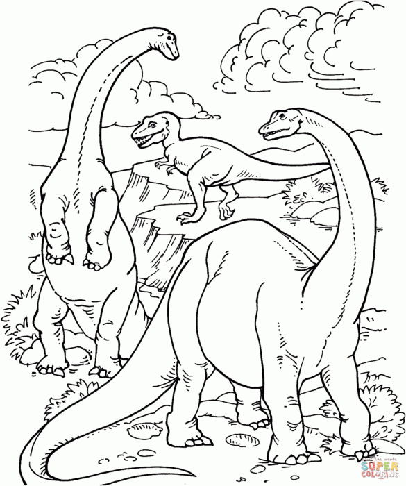 Malvorlage Langhals Dino - Malvorlagen ganzes Langhals Dino Ausmalbild