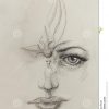 Mystisches Frauengesicht Bleistift-Zeichnung Auf Papier bestimmt für Fee Zeichnen Bleistift