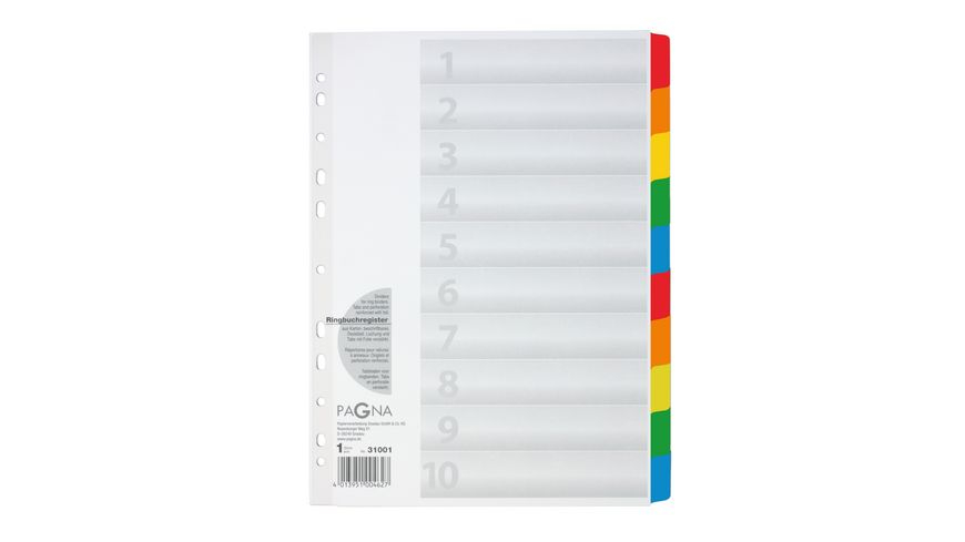 Pagna Register Blanko 10-Tlg. Weiß Mit Farbigen Taben über Fotokalender Blanko