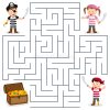 Piraten U. Schatz-Labyrinth Für Kinder Vektor Abbildung in Labyrinthvorlage Ausdrucken