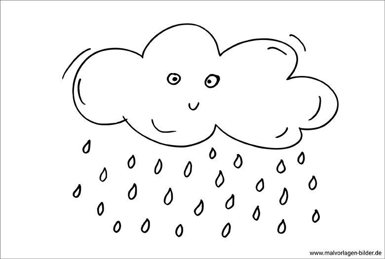 Regenwolke - Ausmalbild Zum Ausdrucken mit Wolke Bilder Zum Ausdrucken