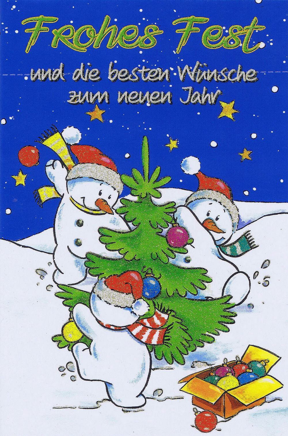 Weihnachtskarte Mit Glimmer Lustige Schneemänner innen Weihnachtsbilder Lustige