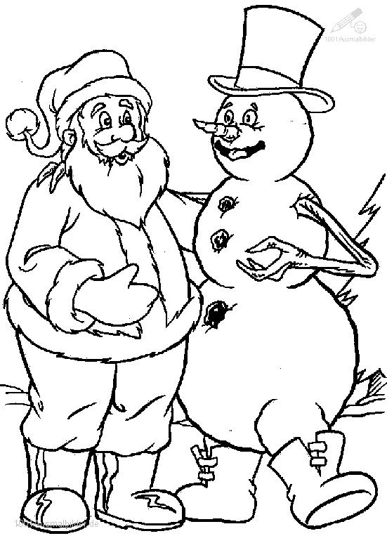 Weihnachtsman Und Schneemann verwandt mit Ausmalbild Schneemann