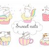 Zeichnen Sie Sammlung Süße Katze Auf Weiße Farbe mit Süße Katzen Zeichnen