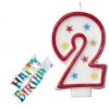 2. Geburtstag Zahlenkerze Rot Mit Bunten Sternen Und Happy ganzes Happy Birthday Bilder Kinder 2 Jahre