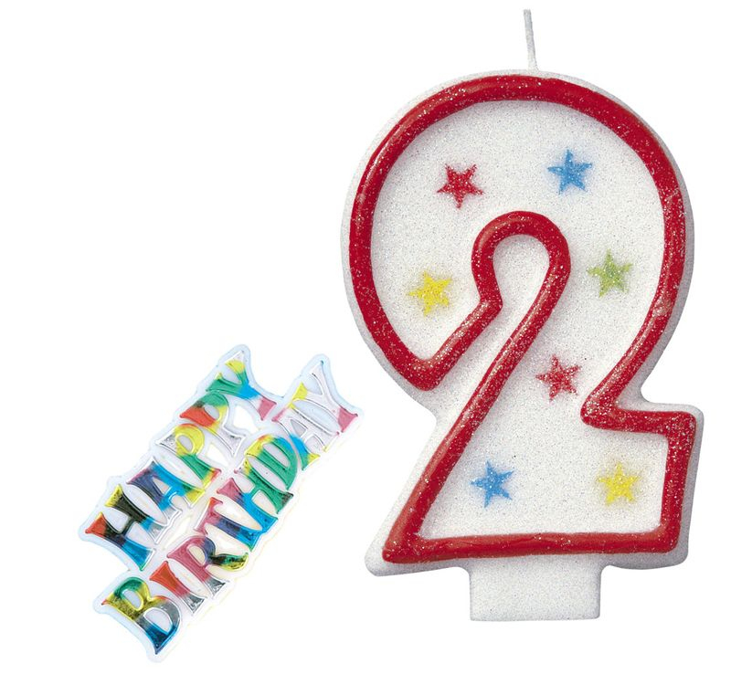 2. Geburtstag Zahlenkerze Rot Mit Bunten Sternen Und Happy ganzes Happy Birthday Bilder Kinder 2 Jahre