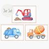 3Er Set Bilder Baustellen Fahrzeuge Fürs Kinderzimmer | Etsy bei Kinder Bilder 3Er Set