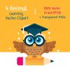 4 Tier Lernen Vektor Clipart Kinder Tier Schule Clipart | Etsy ganzes 4 Kinder Clipart
