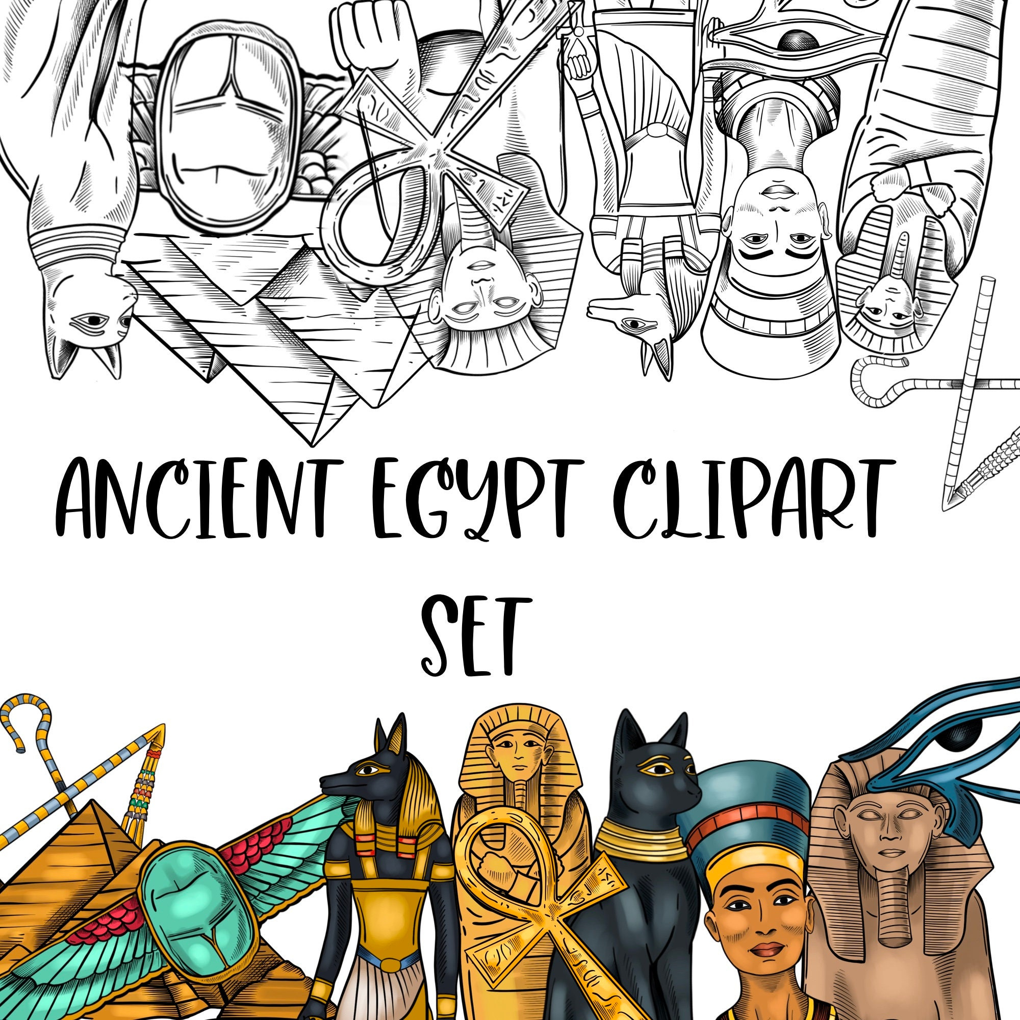 Alte Ägypten Elemente Clipart Set. Digitaler Download | Etsy in Ägypten Bilder Zeichnen