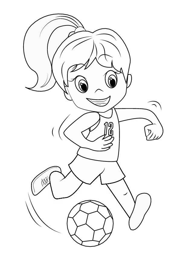 Ausmalbild: Mädchen Mit Fußball (Malvorlage Zum Ausdrucken bestimmt für Ausdrucken Haushaltsplan Kinder Bilder