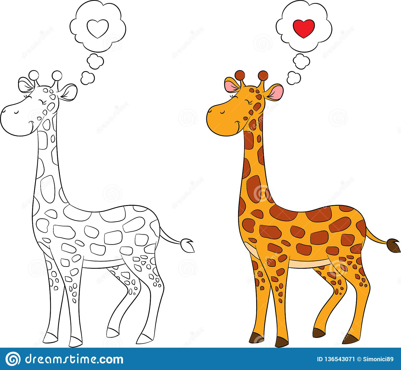 Avant Et Après Le Dessin D'Une Girafe Mignonne De Bébé, En in Coloriage En Avant